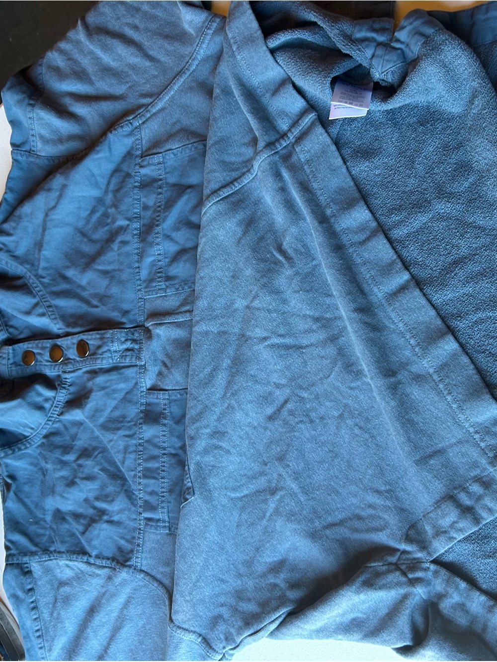 Wrap London Dusty Blue Button-Neck Tunic with Patch Pockets organic cotton - Picture 6 of 13